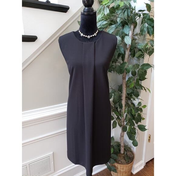 Alfani Sheath Dress Womens 14 Black Solid Stretch Round Neck Sleeveless Back Zip - Picture 1 of 13